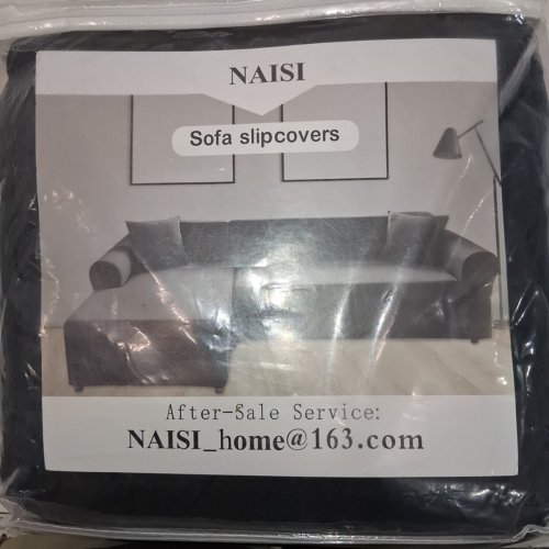 4PC NAISI SOFT STRETCH SLIPCOVERS SECTIONAL COUCH COVER - 3 SEATER - GREY image 4