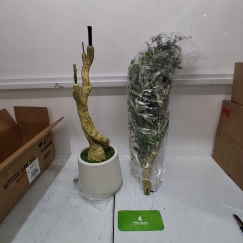 FEELEAD ARTIFICIAL OLIVE TREE WITH PLANTER - 6FT - GREEN/WHITE image 2