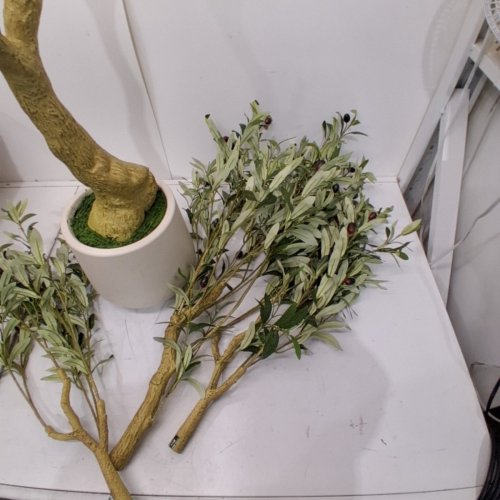 REALEAD ARTIFICIAL FAUX POTTED OLIVE TREE WITH BRANCHES AND FRUITS - 5FT (MODEL: REJTGLSXP-5FT) image 3