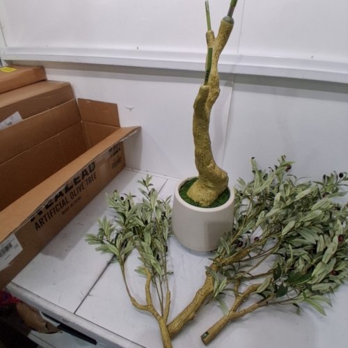 REALEAD ARTIFICIAL FAUX POTTED OLIVE TREE WITH BRANCHES AND FRUITS - 5FT (MODEL: REJTGLSXP-5FT) image 4