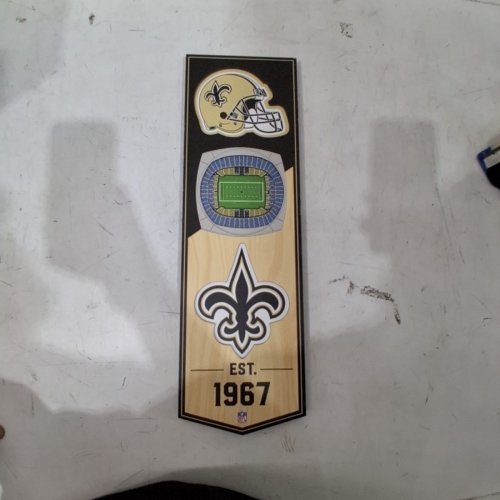 DECORATIVE NEW ORLEANS SAINTS WALL SIGN -6" X 19" - BLACK AND GOLD image 2