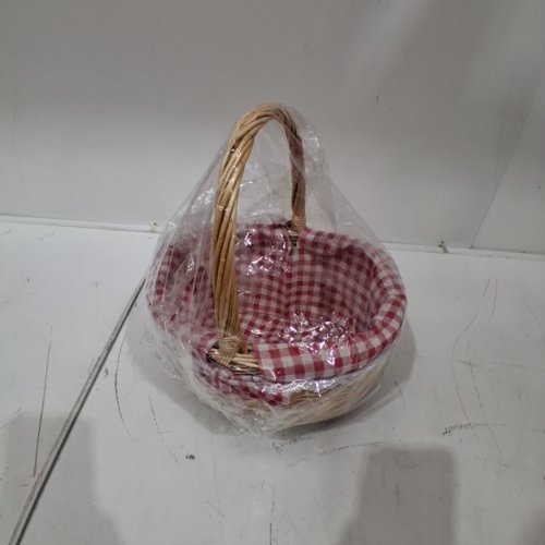 CABILOCKLINE WICKER RATTAN WOVEN PICNIC/EASTER EGG BASKET - RED/WHITE/BROWN image 3