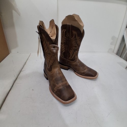 MEN'S ARIAT POINT RYDER WESTERN BOOTS - SIZE 8.5 D MEDIUM -DRY CREEK TAN / BURNT BROWN (STYLE: 10042471) image 3
