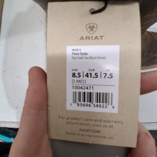 MEN'S ARIAT POINT RYDER WESTERN BOOTS - SIZE 8.5 D MEDIUM -DRY CREEK TAN / BURNT BROWN (STYLE: 10042471) image 4