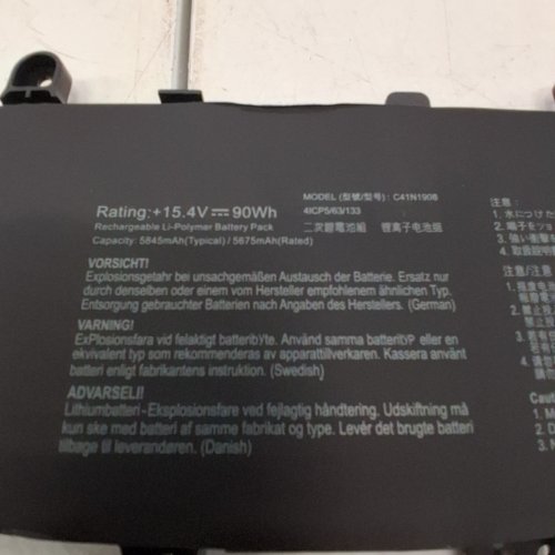 LAPTOP REPLACMENT BATTERY FOR VARIOUS ASUS TUF GAMING A15 LAPTOPS - 15.4 V 90WH 5845 MAH - BLACK (MODEL: C41N1906) image 2