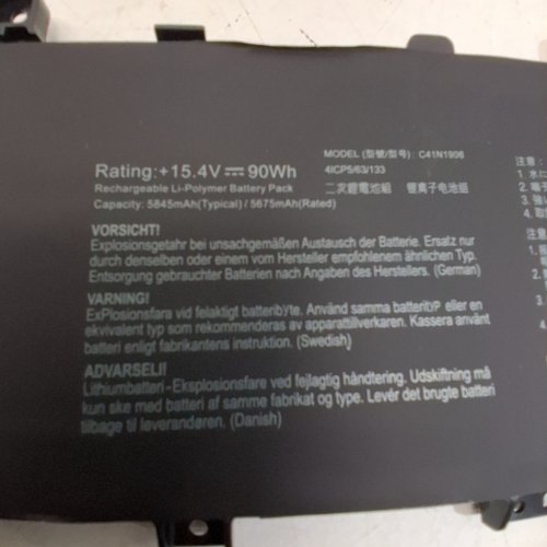 LAPTOP REPLACMENT BATTERY FOR VARIOUS ASUS TUF GAMING A15 LAPTOPS - 15.4 V 90WH 5845 MAH - BLACK (MODEL: C41N1906) image 5