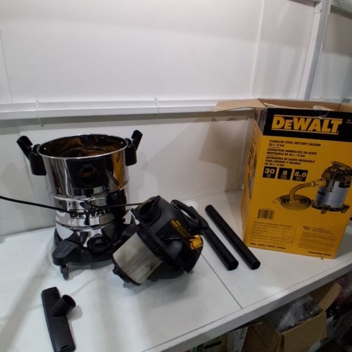 DEWALT PRO STAINLESS STEEL WET/DRY VACUUM - 8GAL/30L - 5HP - SILVER/BLACK (MODEL: DXV08SA) image 5