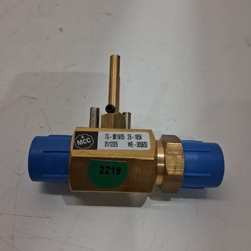 MCC BRASS REFRIGERANT COOLANT WATER VALVE- BRASS AND BLUE (MODEL: 2219) image 3