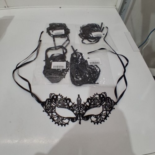 5PK LACE MASQUERADE MASK - OSFM - BLACK image 3