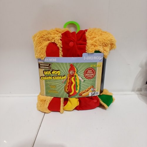 BABY PALAMON ONE-PIECE HOTDOG COSTUME - 0-6 MONTHS - BROWN/RED/GREEN/YELLOW image 2