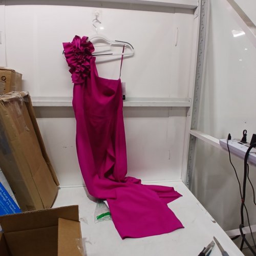 XSCAPE ONE-SHOULDER FLOOR LENGTH DRESS - SIZE 14 - FUCHSIA (STYLE: 6344XA) image 2