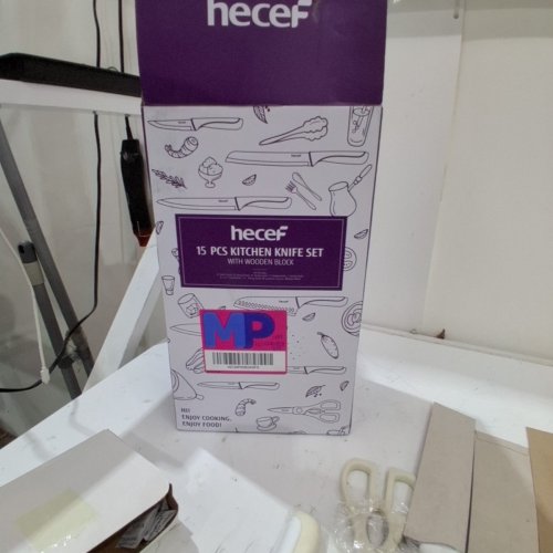 15PC HECEF KNIFE SET WITH WOODEN BLOCK - WHITE image 4