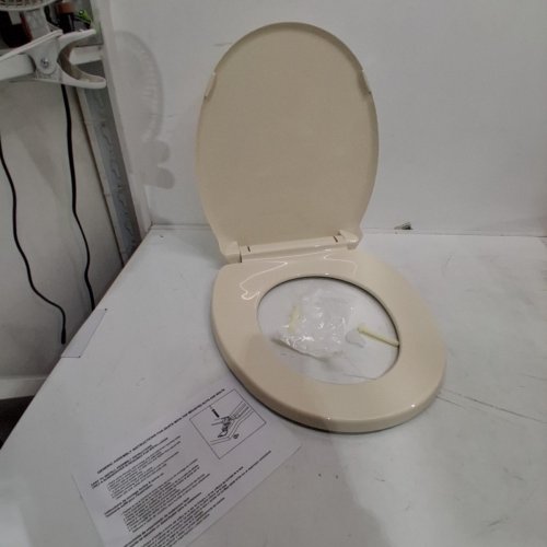 CENTOCO ROUND CLOSED FRONT TOILET SEAT WITH SAFETY CLOSE - 17" - BISCUIT - (MODEL:DS1400SC-416) image 2