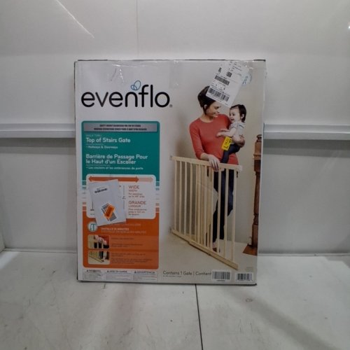 EVENFLO TOP OF STAIRS-STYLE EXTRA TALL GATE - 30"- 48" - TAN WOOD (MODEL: 10500) image 4