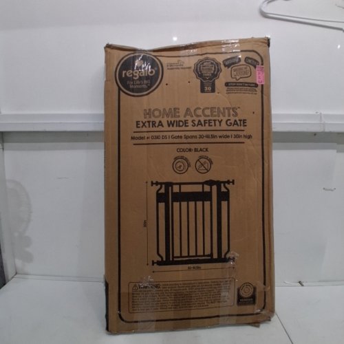 REGALO HOME ACCENTS EXTRA WIDE METAL WALK-THROUGH SAFETY GATE - 30"-42" - BLACK/BROWN - (MODEL: 0310 DS) image 5