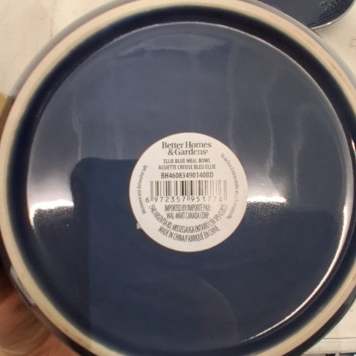 4PK BETTER HOMES & GARDENS ELLIE COLLECTION STONEWARE DINNER BOWL - BLUE (MODEL: 50854927) image 4
