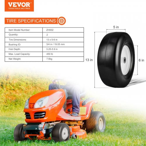2PK VEVOR LAWN MOWER 13X5-6" TUBLESS TIRES WITH RIM (MODEL: ZH002) image 5