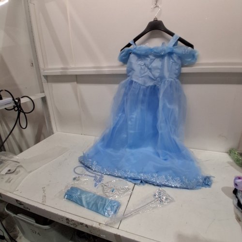 6PC GIRL'S AIPARTY PRINCESS COASTUME WITH ACCESSORIES - SIZE 14-16 - BLUE / SILVER (STYLE : 09477705787627) image 2