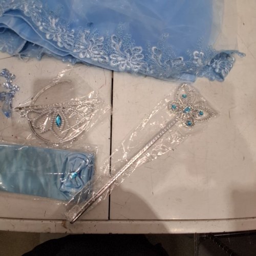 6PC GIRL'S AIPARTY PRINCESS COASTUME WITH ACCESSORIES - SIZE 14-16 - BLUE / SILVER (STYLE : 09477705787627) image 6
