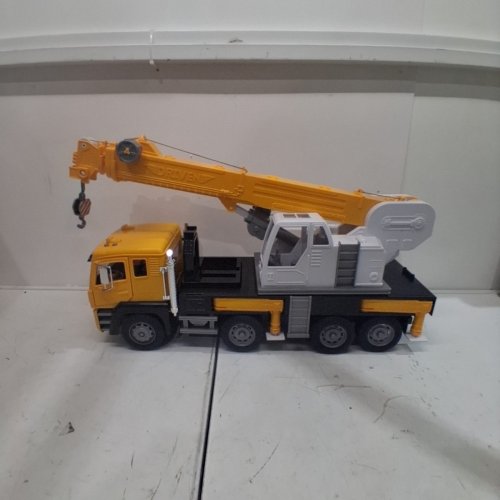 DRIVEN BY BATTAT JUMBO CRANE TRUCK TOY WITH MOVABLE CRANE ARM, SOUNDS, LIGHTS, CRANE BUCKET ATTACHMENT & MINIATURE CONSTRUCTION WORKER - 27" - YELLOW/BLACK/WHITE (MODEL: WH1362Z) image 5