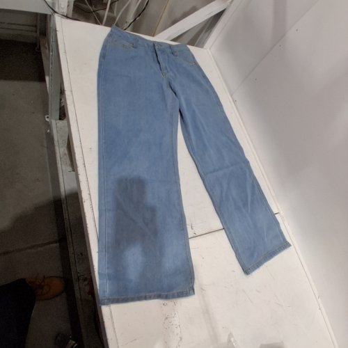 WOMENS HIGH WAISTED WIDE LEG BAGGY JEANS - MEDIUM - BLUE image 2