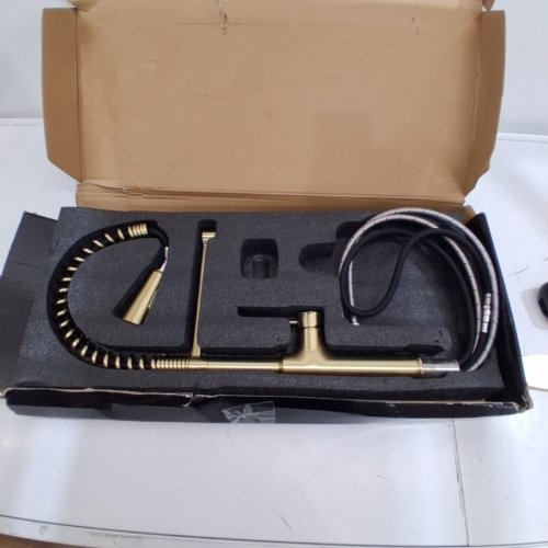 LAVATRUM PULL-DOWN SPRAYER KITCHEN FAUCET - 22" - BRUSHED GOLD image 3