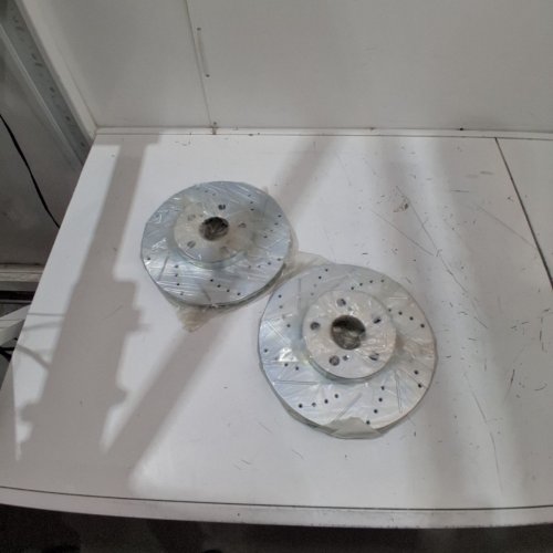 2PC A PREMIUM DRILLED SLOTTED BRAKE DISC FOR VARIOUS TOYOTA, PONTIAC , AND SCION MODELS - SILVER (MODEL: BRS31270) image 2