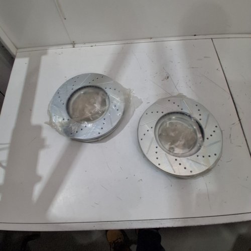 2PC A PREMIUM DRILLED SLOTTED BRAKE DISC FOR VARIOUS TOYOTA, PONTIAC , AND SCION MODELS - SILVER (MODEL: BRS31270) image 3