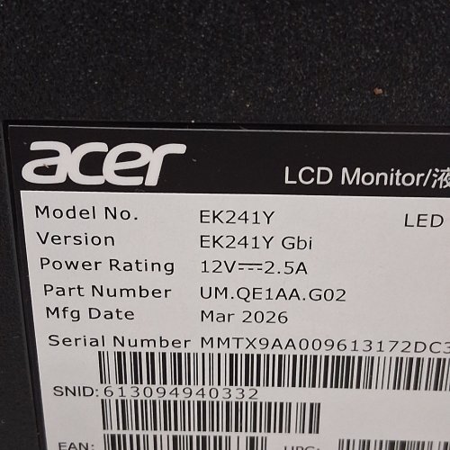 ACER EK1 SERIES FHD MONITOR - 23.8'' - BLACK (MODEL:EK241Y) image 9