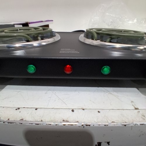 SALTON PORTABLE WIRED ELECTRIC HOT PLATE DOUBLE BURNER COOKTOP - 2X 900W - BLACK (MODEL: HP1941) image 2