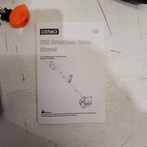 LITHELI U20 LIGHTWEIGHT CORDLESS BATTER OPERATED SNOW THROWER - 12" - 20V 4AH - ORANGE/BLACK/GREY (MODEL: U20SS01-0A110) image 2