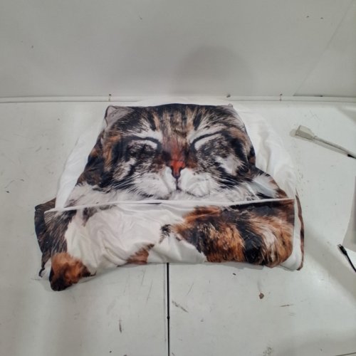 KID'S PLUSH ZIP-UP PILLOW & SLEEPING BAG COMBO - 5FT X 2FT - CAT PRINT image 2