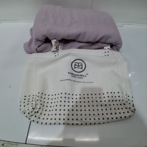THREADMILL COTTON HERRINGBONE THROW BLANKET FOR ALL SEASONS - KING - PURPLE (MODEL: THM-BLNKT-DRB16-LILAC-K) image 4