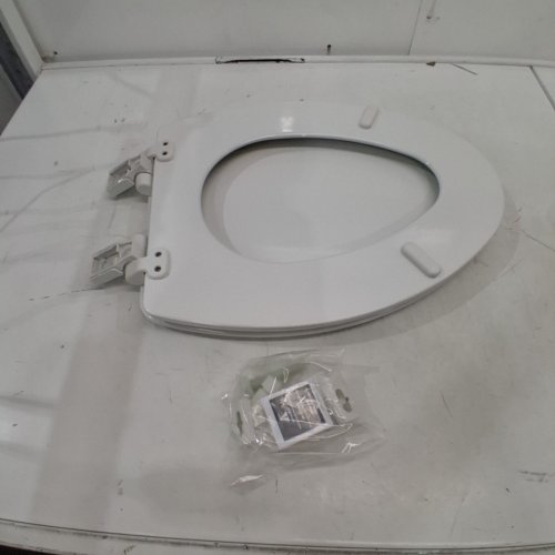 BEMIS ASHLAND ELONGATED ENAMELED WOOD TOILET SEAT NEVER LOOSENS SLOW-CLOSE ADJUSTABLE - WHITE - (MODEL: 1600E4 000) image 2