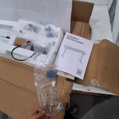 ELECTRIC STANDING DESK WITH MEMORY PRESETS, ANTI-COLLISION TECHNOLOGY, SOLID STEEL FRAME, CABLE MANAGEMENT TRAY, HOOKS, AND HEIGHT ADJUSTABLE - 48" X 24" - WHITE/MAPLE TOP (MODEL: S35) image 3