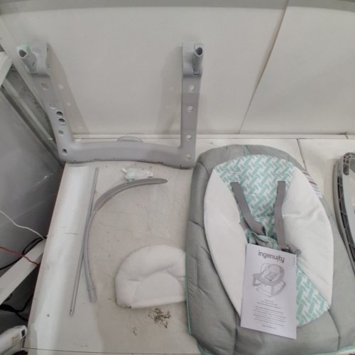 INGENUITY 3-IN-1 KEEP COZY GROW WITH ME VIBRATING BABY BOUNCER, ROCKER & CHAIR - 40LBS CAPACITY - WEAVER THEME GREY/WHITE/GREEN (MODEL: ‎8731) image 4