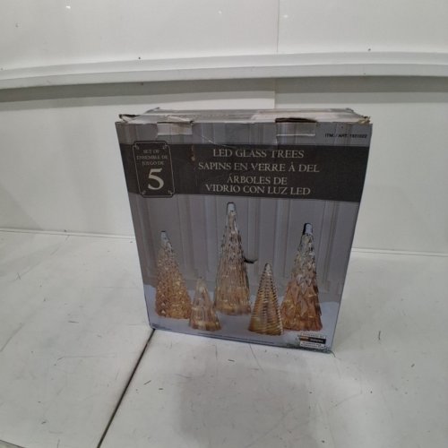 5PC LED GLASS CHRISTMAS TREE DECORATIONS - 7.4"/9.6"/12"/13"/14.6" - GOLD (MODEL: 1931022) image 6