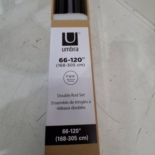 UMBRA CAPPA DOUBLE-DRAPERY CURTAIN ROD SET - 66"-120" - BRUSHED BLACK image 4