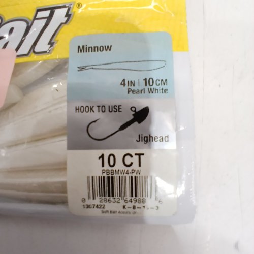 3 (10PK) BERKLEY POWERBAIT MINNOW HOOK TO USE - ROUNDED JIG HEAD - 4" PEARL WHITE - 30 TOTAL (MODEL: PBBMW4-PW) image 2