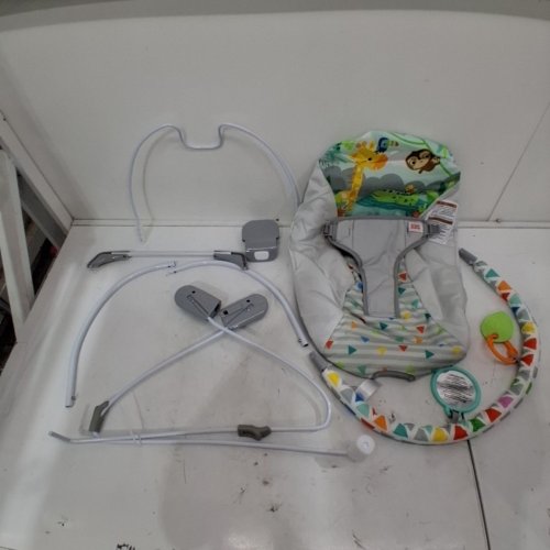BRIGHT STARTS SAFARI FUN PORTABLE 3-POINT HARNESS VIBRATING BOUNCER WITH TOY BAR - MULTICOLORED (MODEL: 12204) image 2