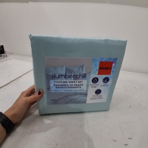 6PC SLUMBERCHILL COOLING BED SHEET SET WITH 4 PILLOW CASES - DOUBLE - BLUE (MODEL: 1976200) image 2