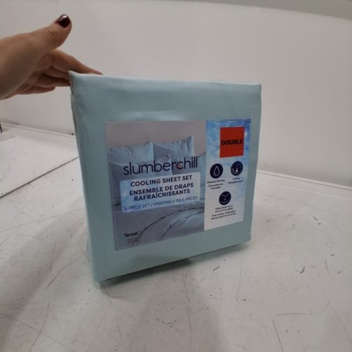 6PC SLUMBERCHILL COOLING BED SHEET SET WITH 4 PILLOW CASES - DOUBLE - BLUE (MODEL: 1976200) image 4