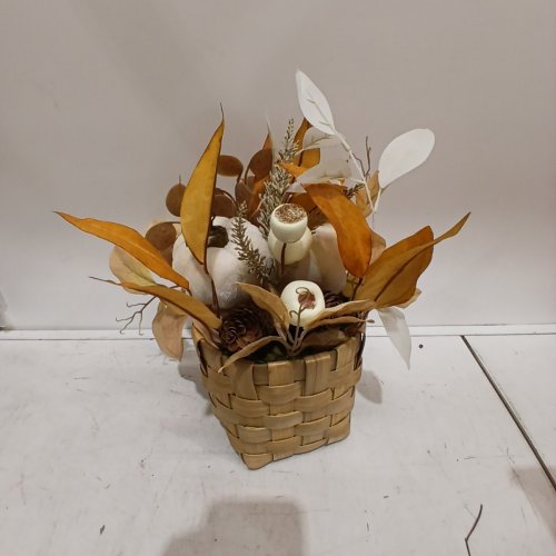 WAY TO CELEBRATE! FALL FLORAL BASKET - BROWN ORANGE WHITE image 2