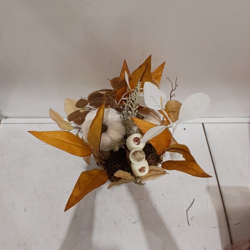 WAY TO CELEBRATE! FALL FLORAL BASKET - BROWN ORANGE WHITE image 3