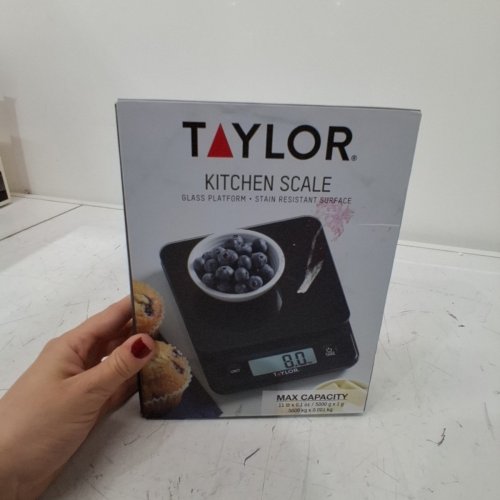 TAYLOR GLASS DIGITAL STAIN RESISTANT KITCHEN SCALE - 11LB/5KG CAPACITY - BLACK (MODEL: 5280385) image 6