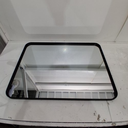 METAL FRAMED ROUNDED RECTANGULAR WALL MOUNTED VANITY MIRROR - 22" X 30" - BLACK image 2