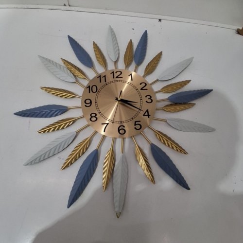 LAFOCUSE MODERN MID CENTURY DECORATIVE WALL CLOCK WITH SILENT SWEEPING HANDS - 23" - GOLD/BLUE image 3