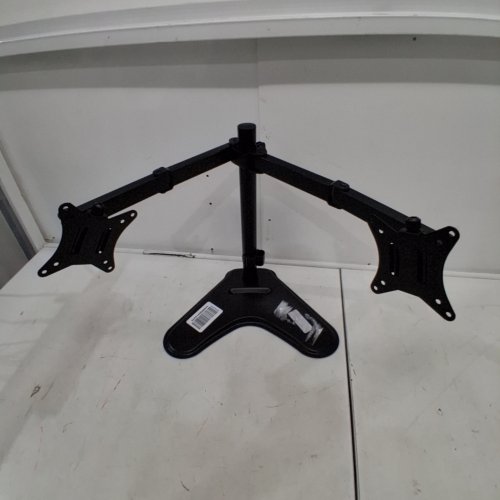UNIVERSAL DUAL MONITOR STAND WITH DOUBLE-LINK SWING ARMS - HOLDS TWO 13"-32" MONITORS, UP TO 17LBS - BLACK image 2