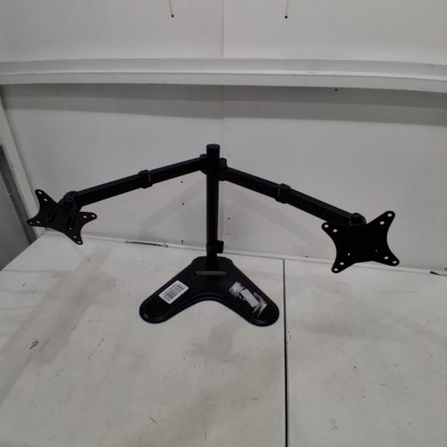 UNIVERSAL DUAL MONITOR STAND WITH DOUBLE-LINK SWING ARMS - HOLDS TWO 13"-32" MONITORS, UP TO 17LBS - BLACK image 3