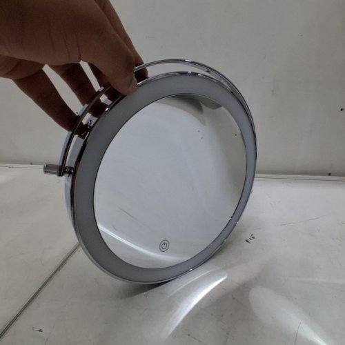AUXMIR DOUBLE SIDED MAKEUP MIRROR WITH 360° ROTATION & 1X/30X MAGNIFICATION - 9" - SILVER image 5